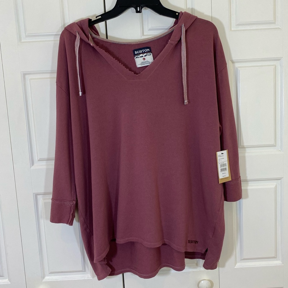 Burton Mauve Brown 3/4 Sleeve Hooded Sweatshirt